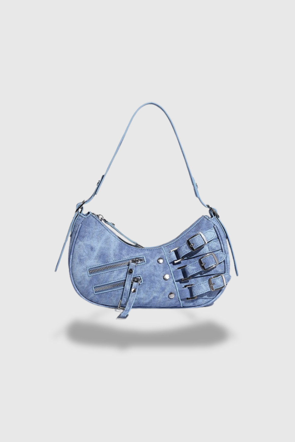 Kellan Zip Denim Bag In Blue