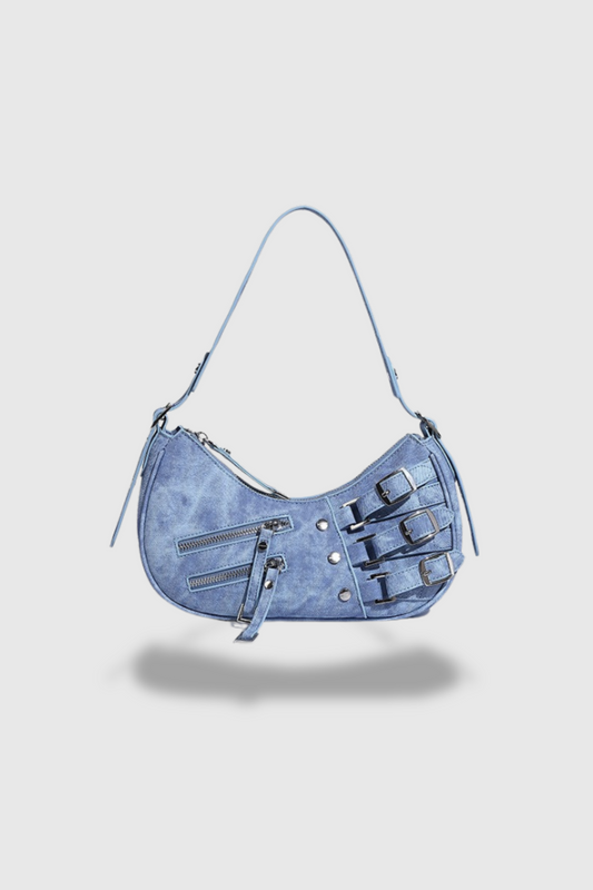 Kellan Zip Denim Bag In Blue