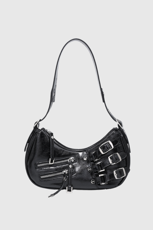 Kellan Zip Faux Leather Bag In Black