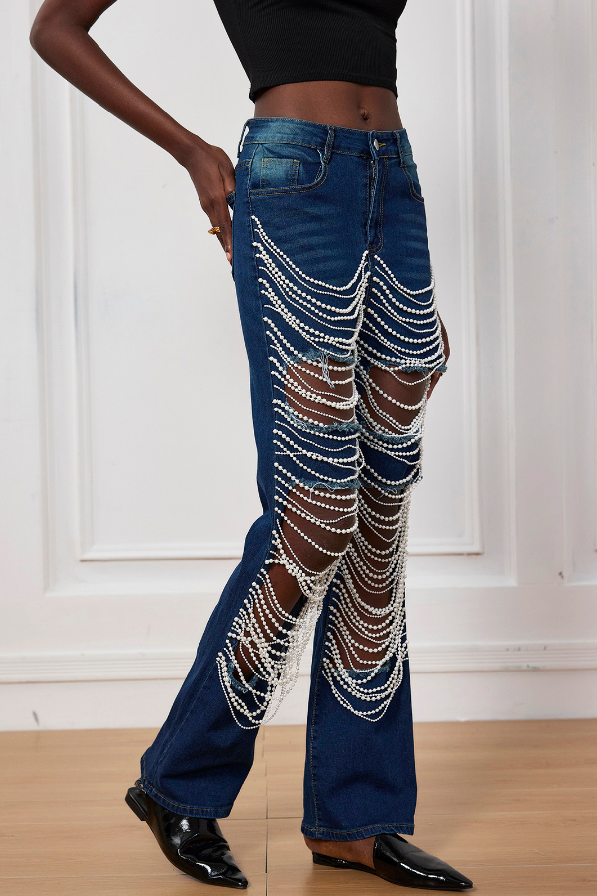 Addilyn Torn Chain Cutout Jeans