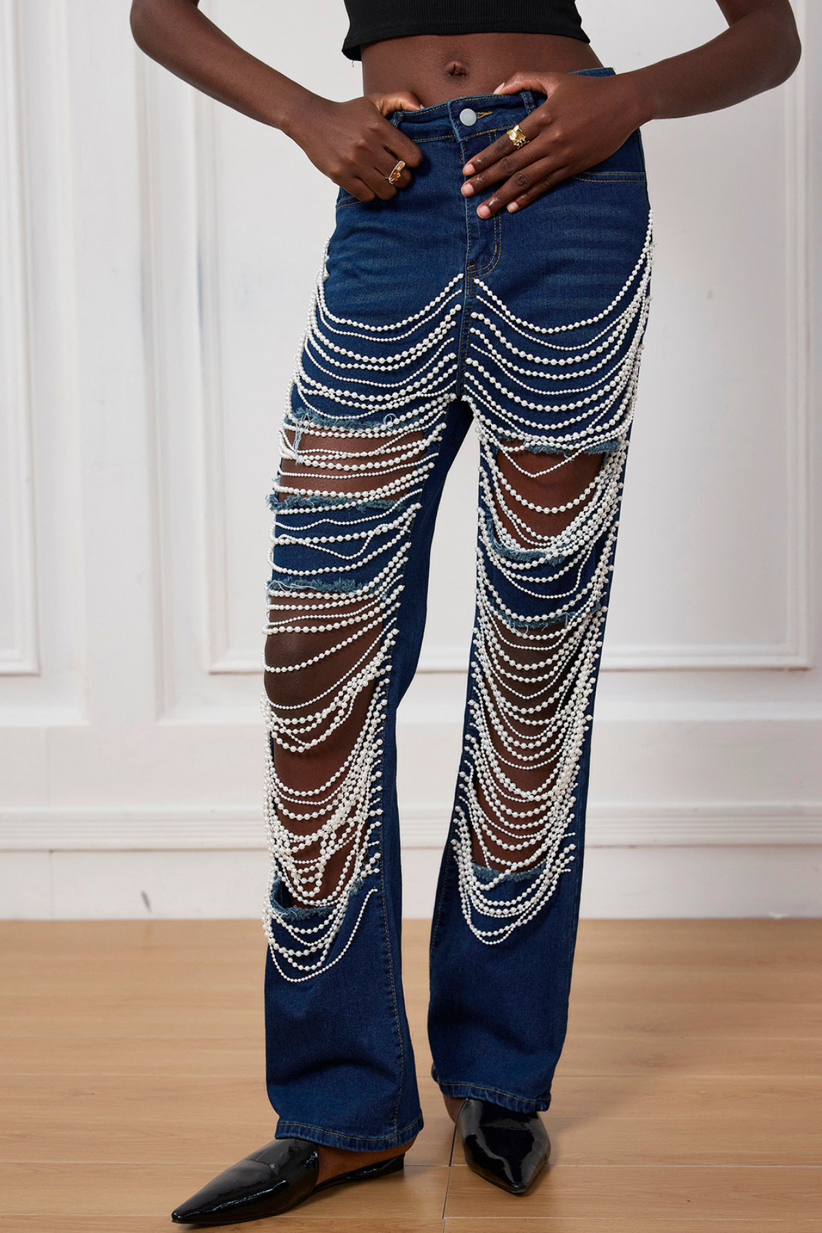 Addilyn Torn Chain Cutout Jeans