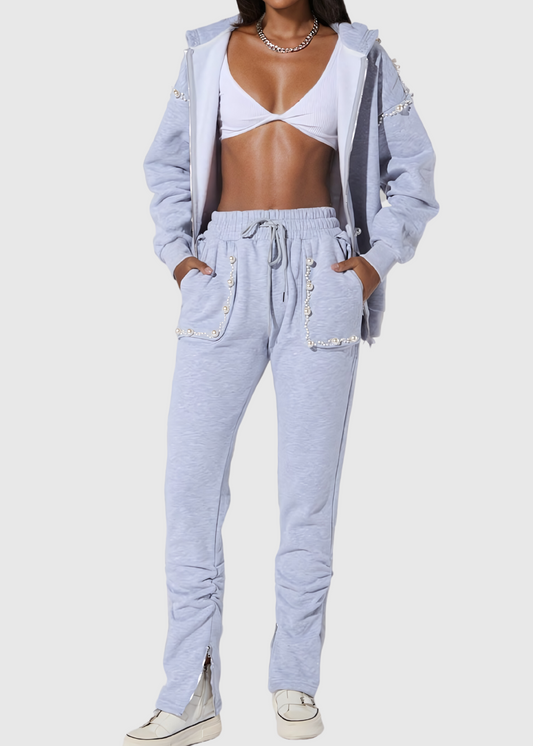 Tabitha Pearl Ruffle Lace Up Pants Set