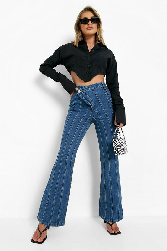 Rumi Paneled High Rise Denim Jeans