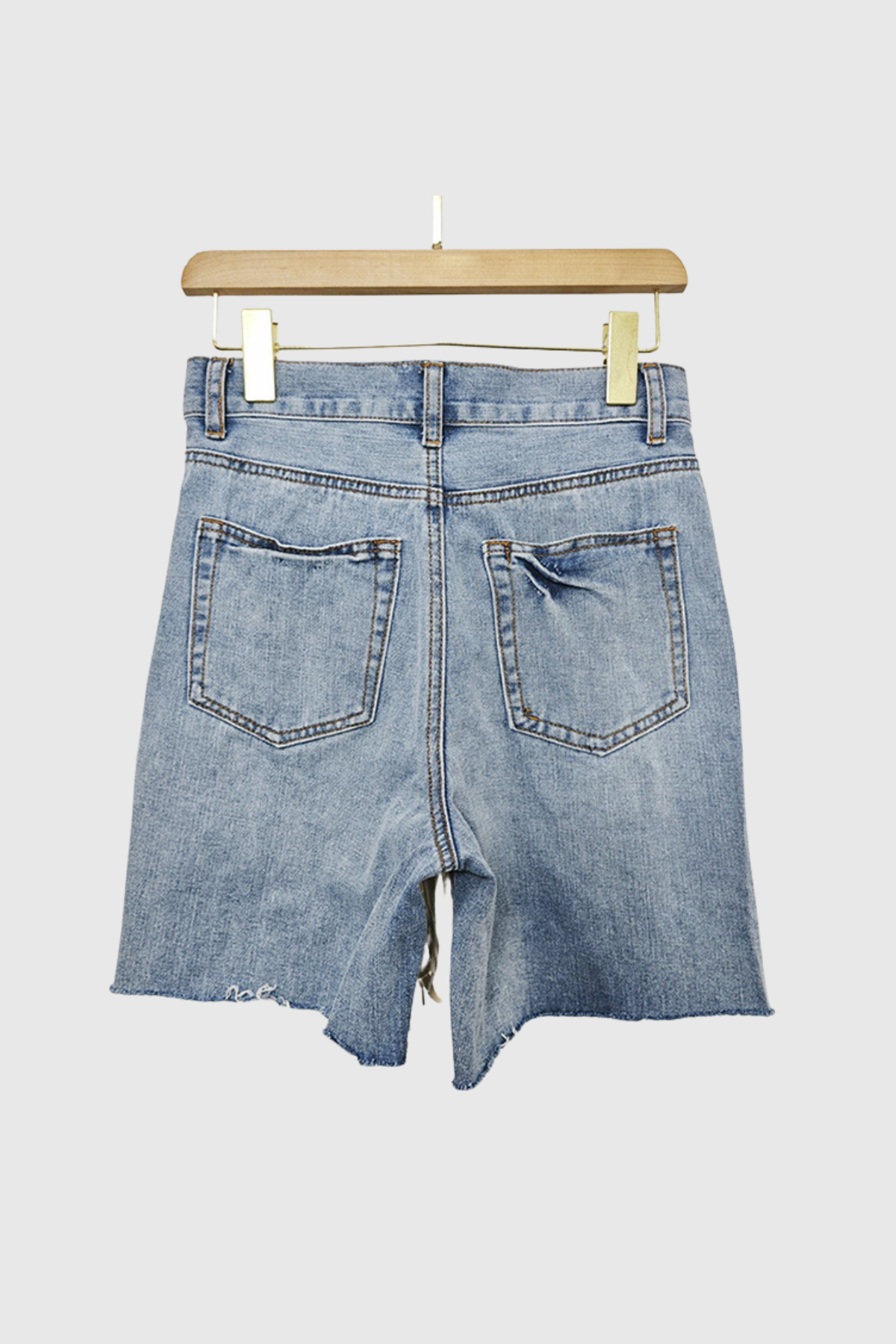 Kace Lace Up Fringe Torn Short Jeans