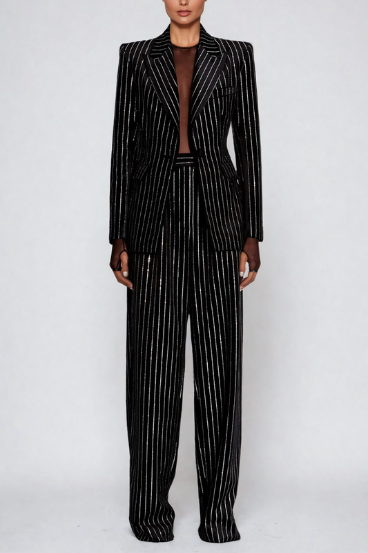 Hank Rhinestone Stripe Set In Black