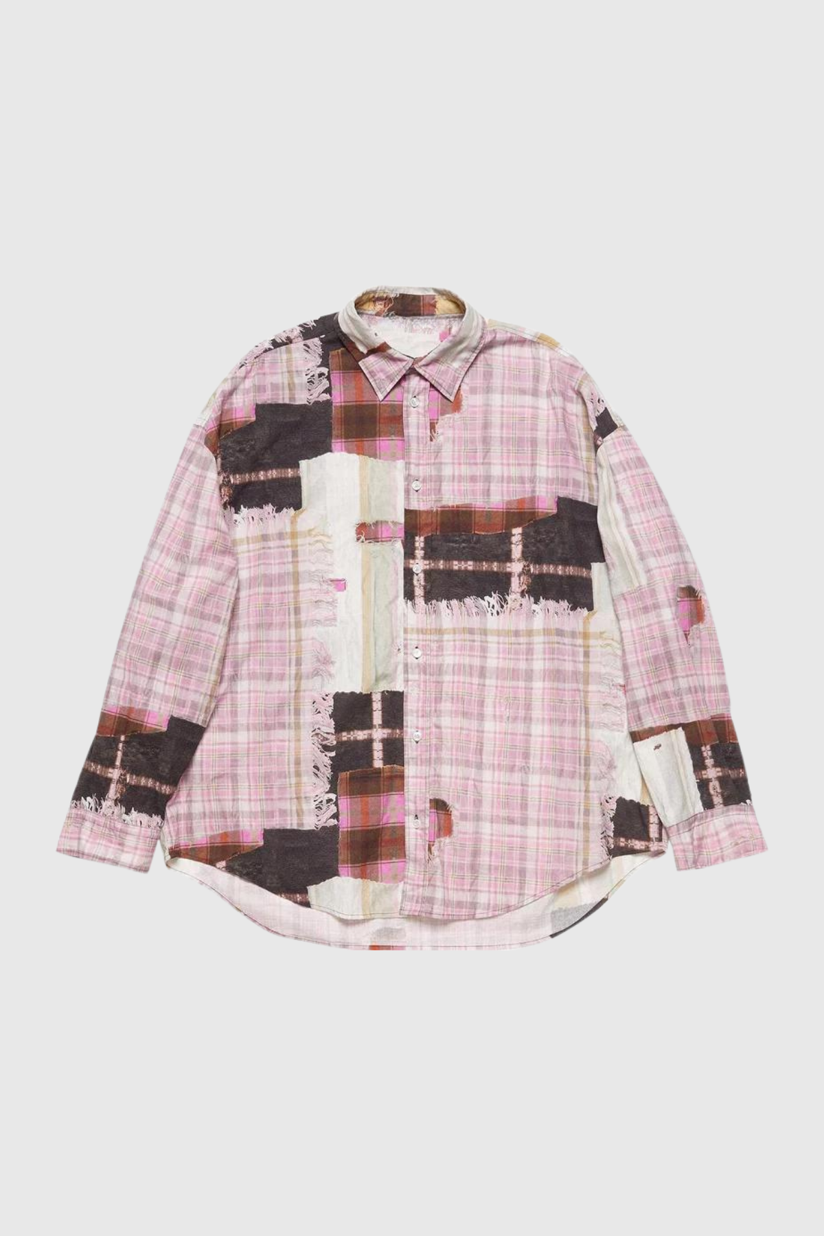 Trisha Grid Patchwork Shirt In Pink