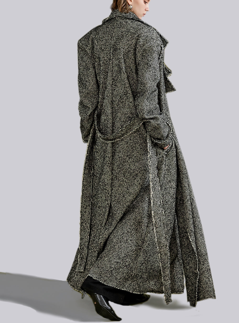 Zaiden Scarf  Patchwork Tweed Coat