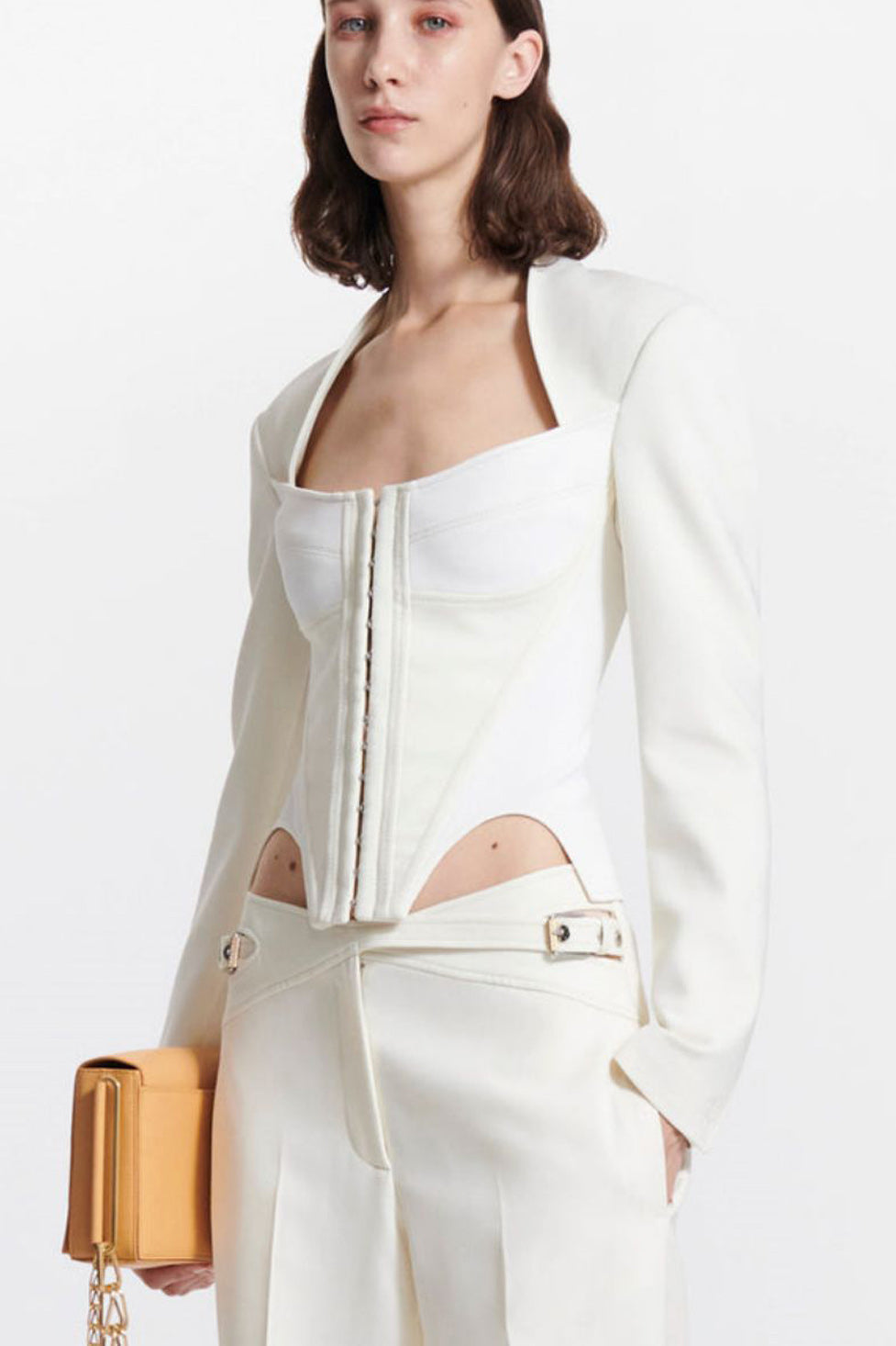 Viveka Long Sleeve Bustier Blazer In White