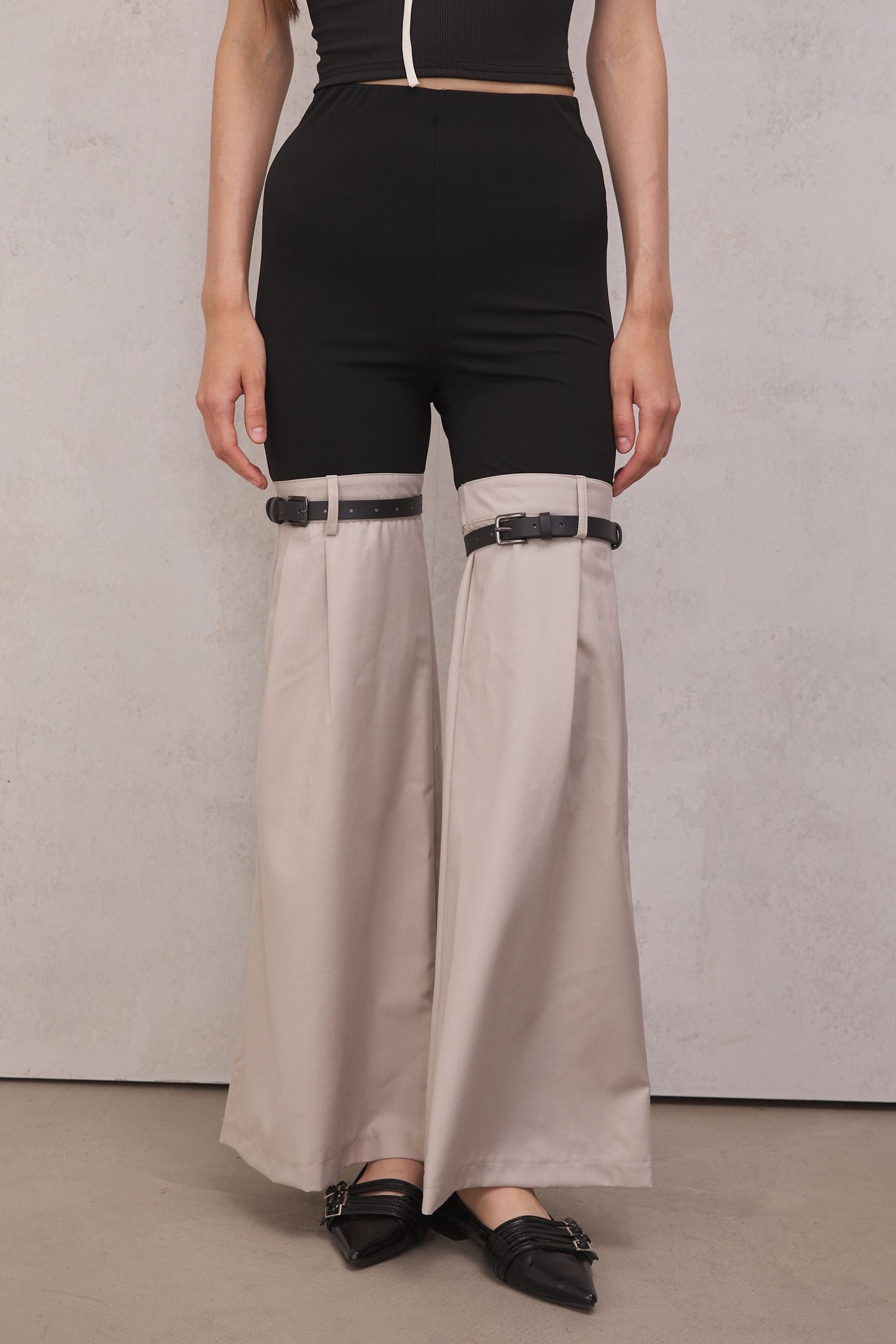 Flaly Patchwork Pants In Beige