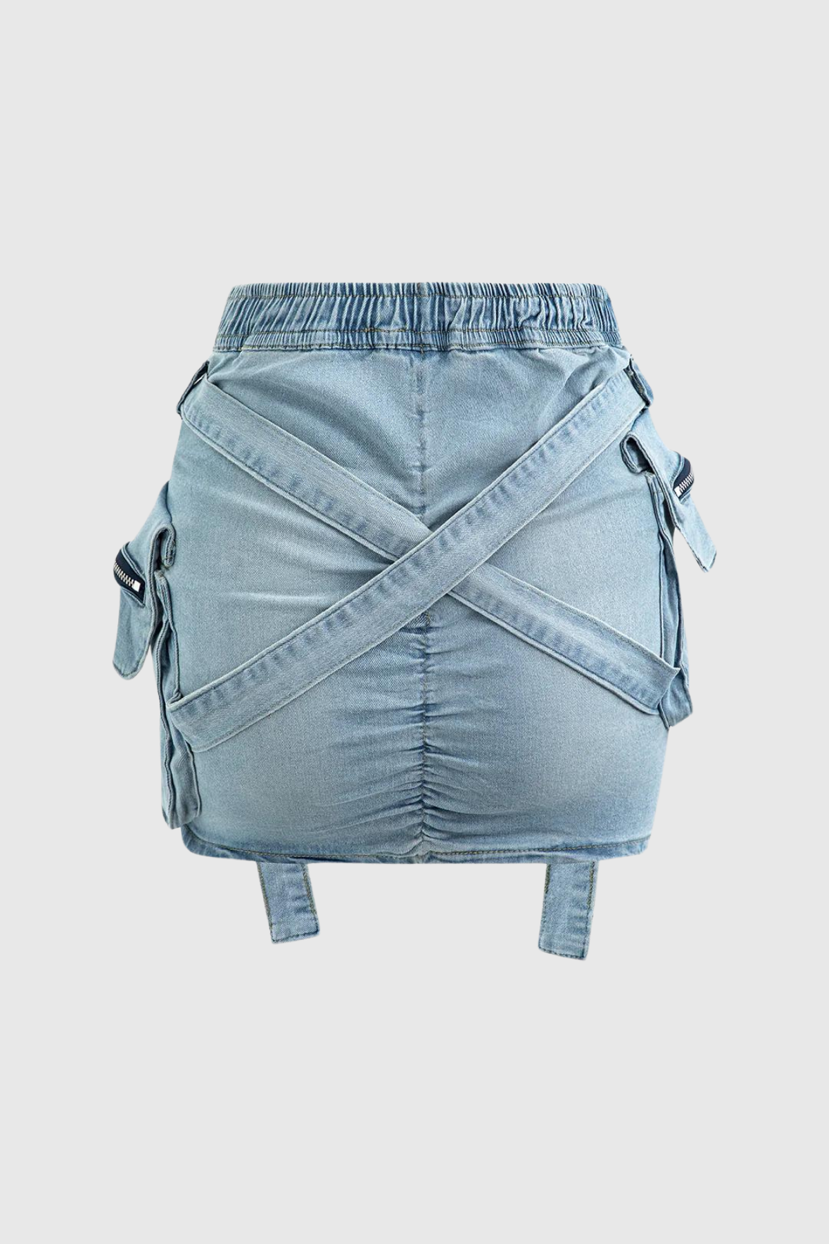 Ruairi Cross Denim Cargo Mini Skirt In Slight Blue