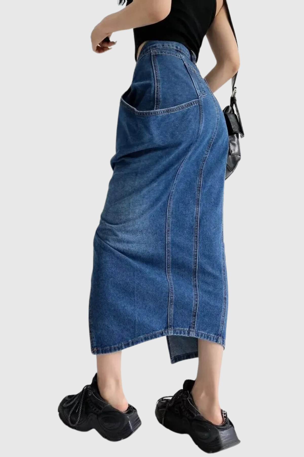 Elissa Asymmetric Split Denim Skirt