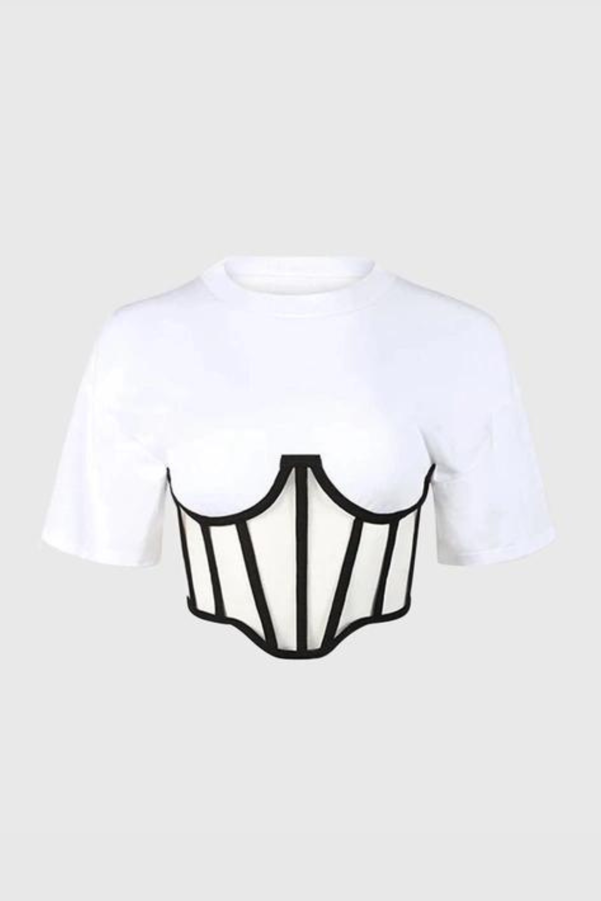 Kunta Corset Patchwork T shirt In White