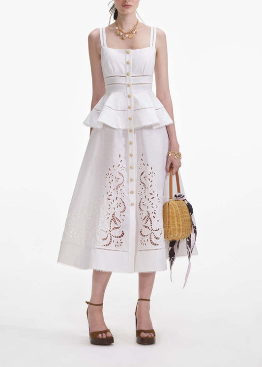 Eesa Cutout Ruffle Midi Dress