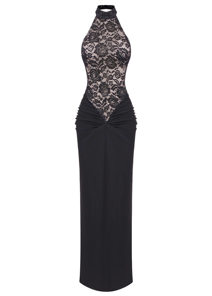 Danielius Cutout High Split Lace Maxi Dress