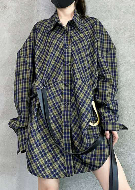 Xiti Grid Buckle Shirt Mini Dress