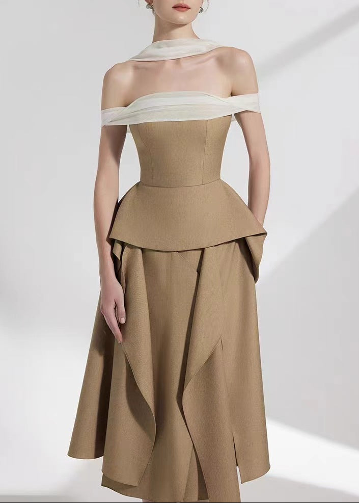 Behitha Off Shoulder Asymmetric Maxi Dress