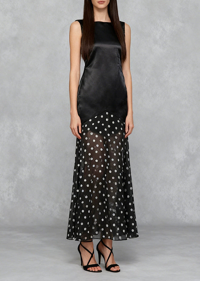 Faron Backless Dot Mesh Maxi Dress