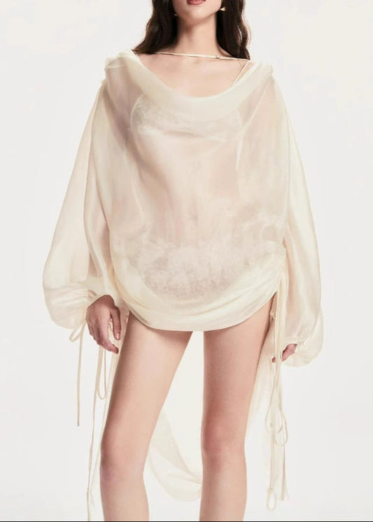 Blanka Cowl Neck Backless Pants Set In Apricot