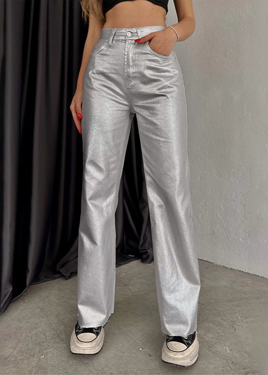 Omya Metallic Jeans In Silver