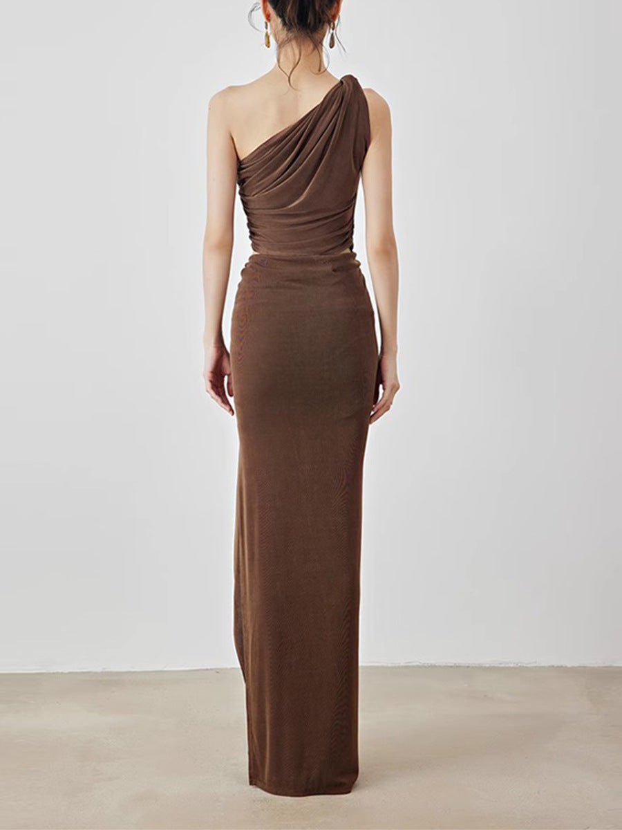 Brandt Ruch One Shouder Split Skirt Set