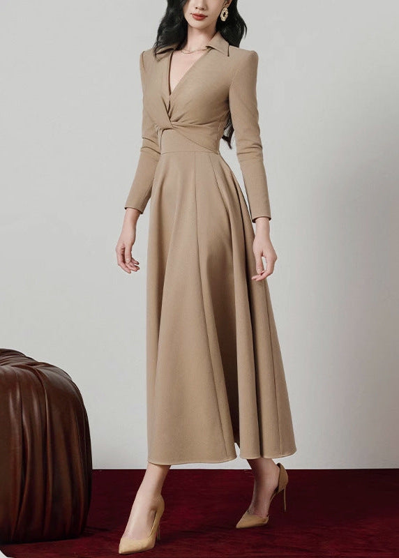 Desirae Long Sleeve Twist Ruffle Maxi Dress