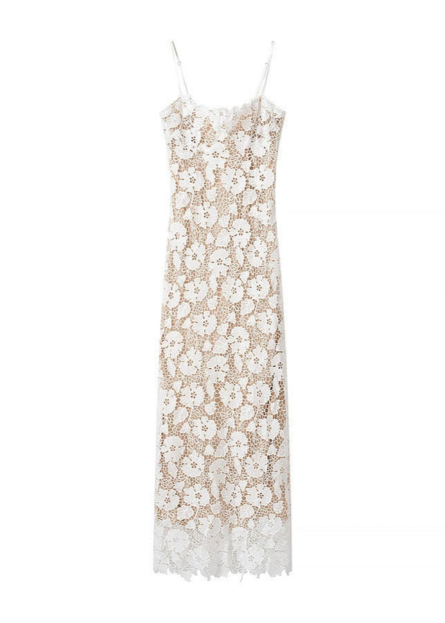Bogdana Lace Spaghetti Lace Up Maxi Dress