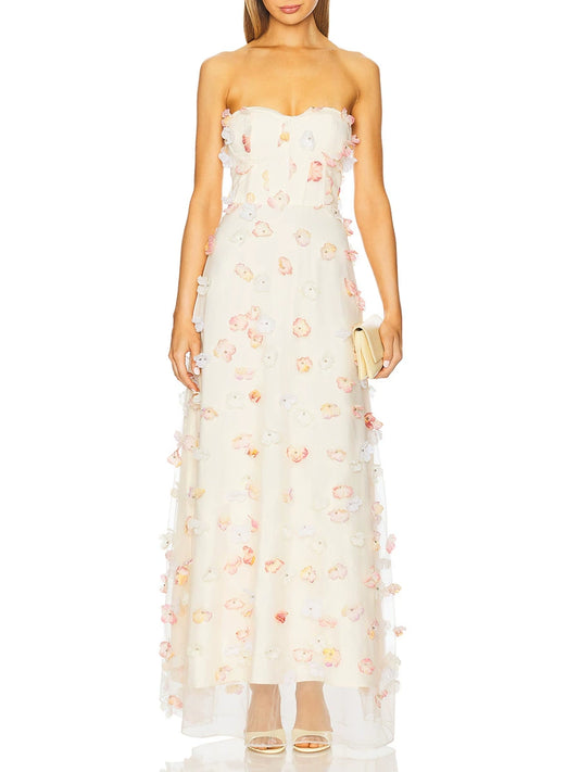 Ceylan Strapless Flower Maxi Dress