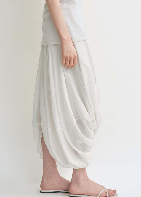 Fayruz Draped Twist Maxi Skirt In White