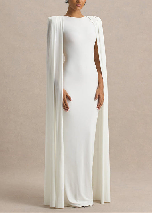 Diodoros Shawl Bodycon Maxi Dress In White