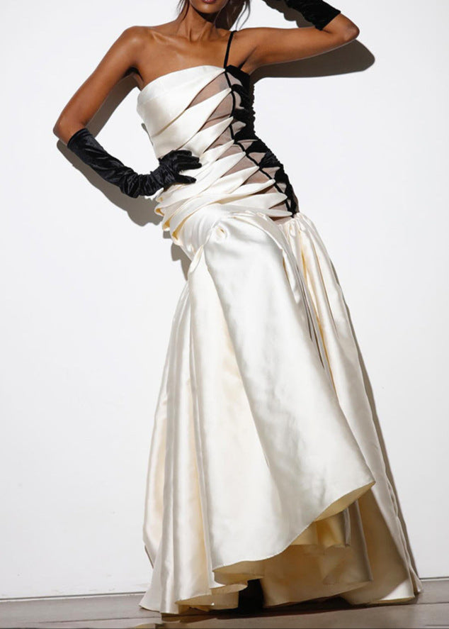 Bakarne Satin Braided Rope Maxi Dress