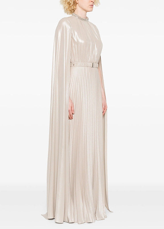 Eirik Cape Sleeve Pleated Maxi Dress