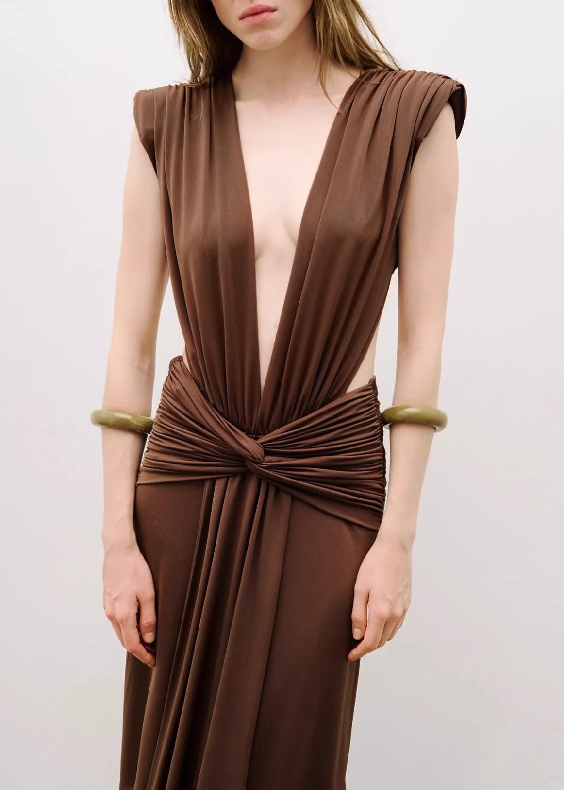 Emmerich Plunge Twist Maxi Dress