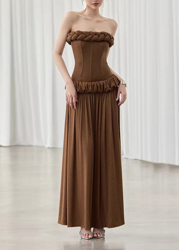 Faiga Strapless Twist Ruch Maxi Dress