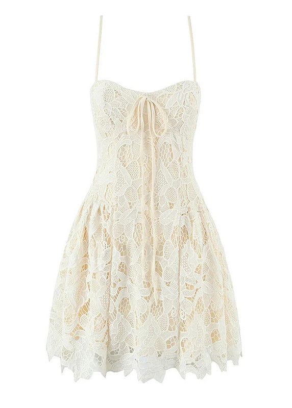 Davis Spaghetti Lace Mini Dress In Apricot
