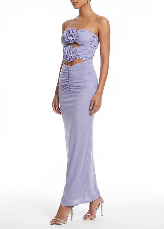 Corey Flower Ruch Cutout Maxi Dress