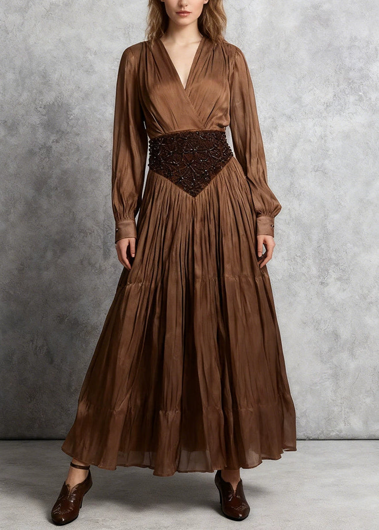 Daedalus Embroidered Ruch Maxi Dress