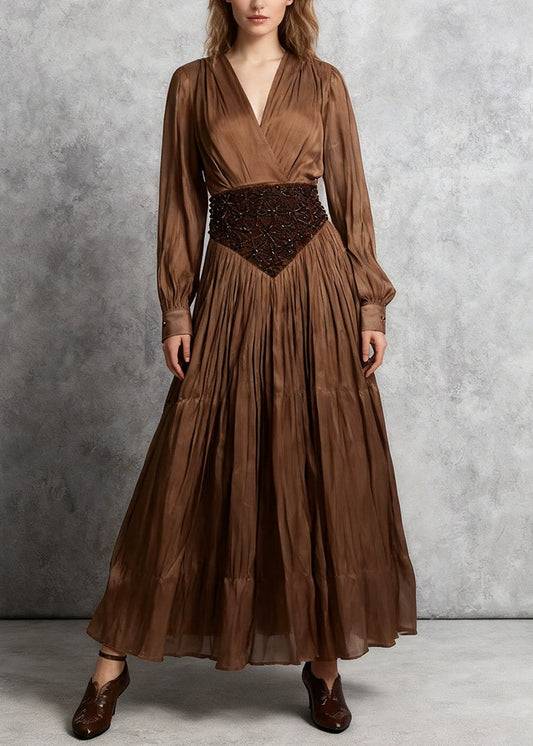 Daedalus Embroidered Ruch Maxi Dress