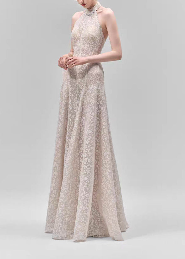 Felice Halter Neck Floral Lace Maxi Dress