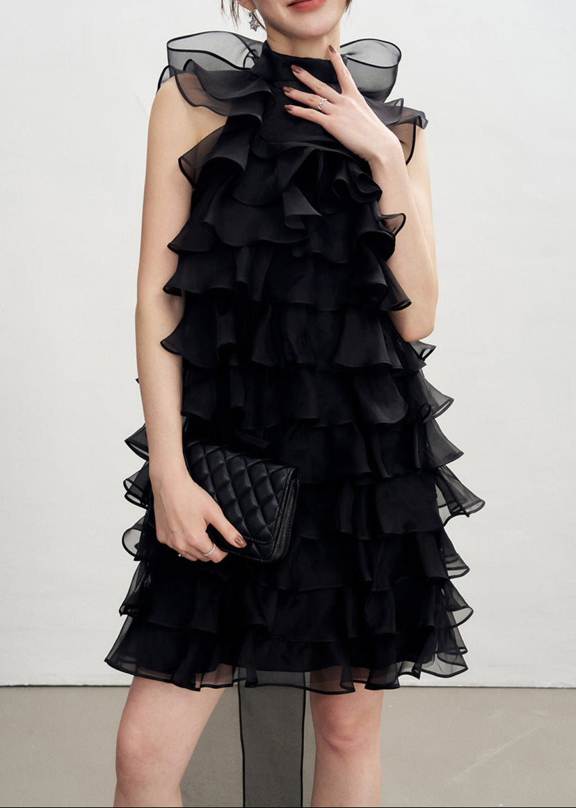 Anjea Ruffle Ruch Sleeveless Mini Dress