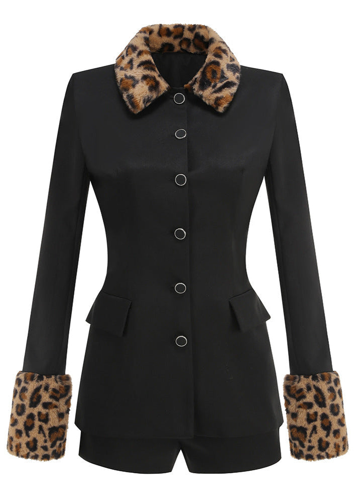 Amna Leopard Lapel Pants Set