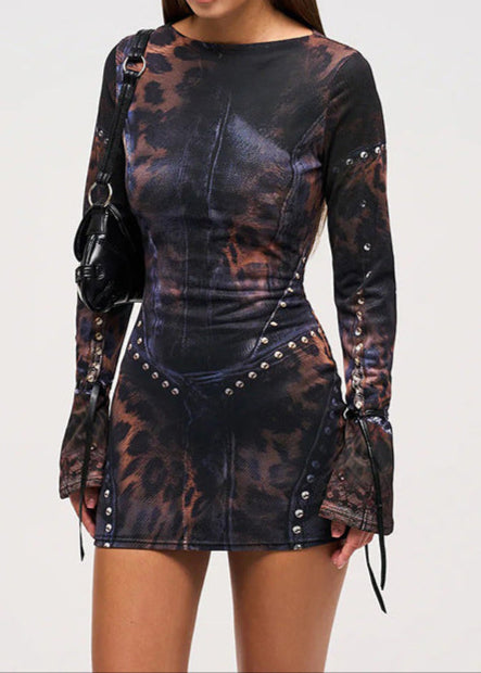 Aimilios Leopard Print Bodycon Mini Dress
