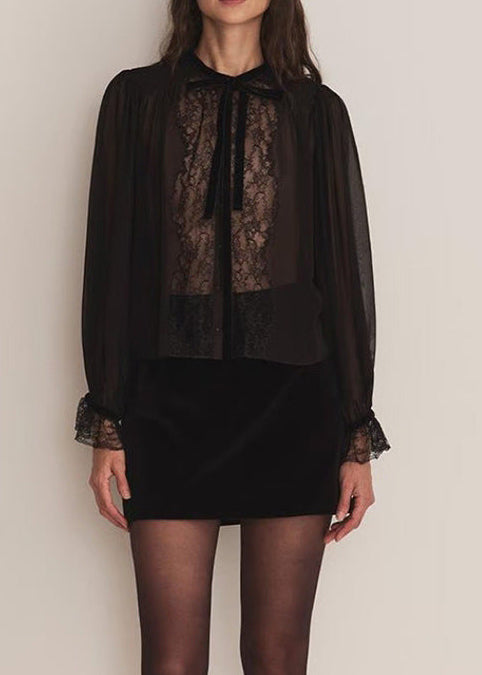 Elvire Balloon Sleeve Lace Skirt Set