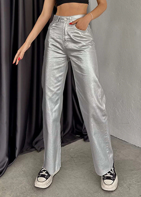 Omya Metallic Jeans In Silver