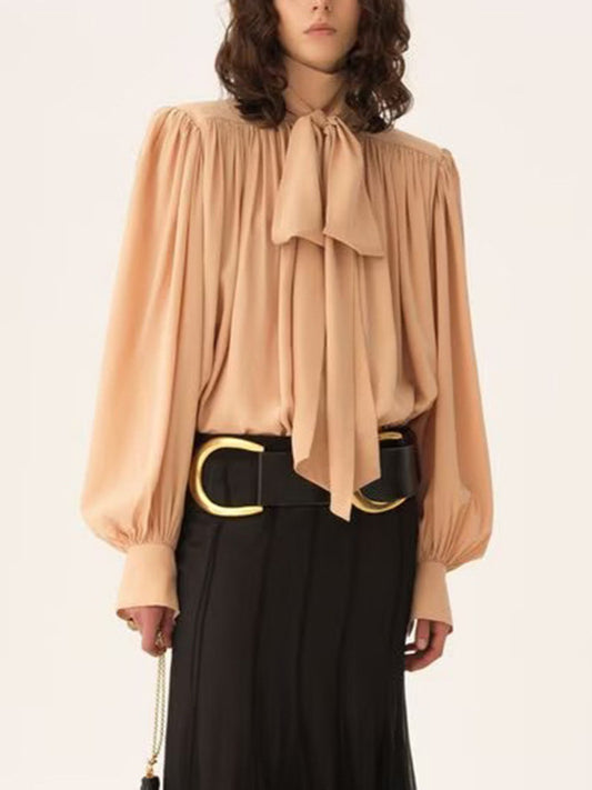 Faizel Balloon Sleeve Tie Up Ruch Top