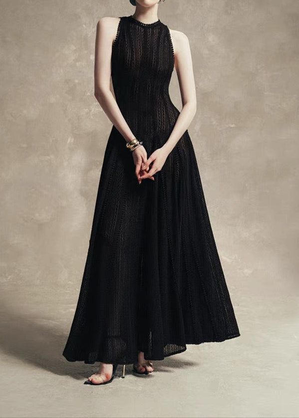 Annunciata Sleeveless Cutout Ruffle Maxi Dress In Black