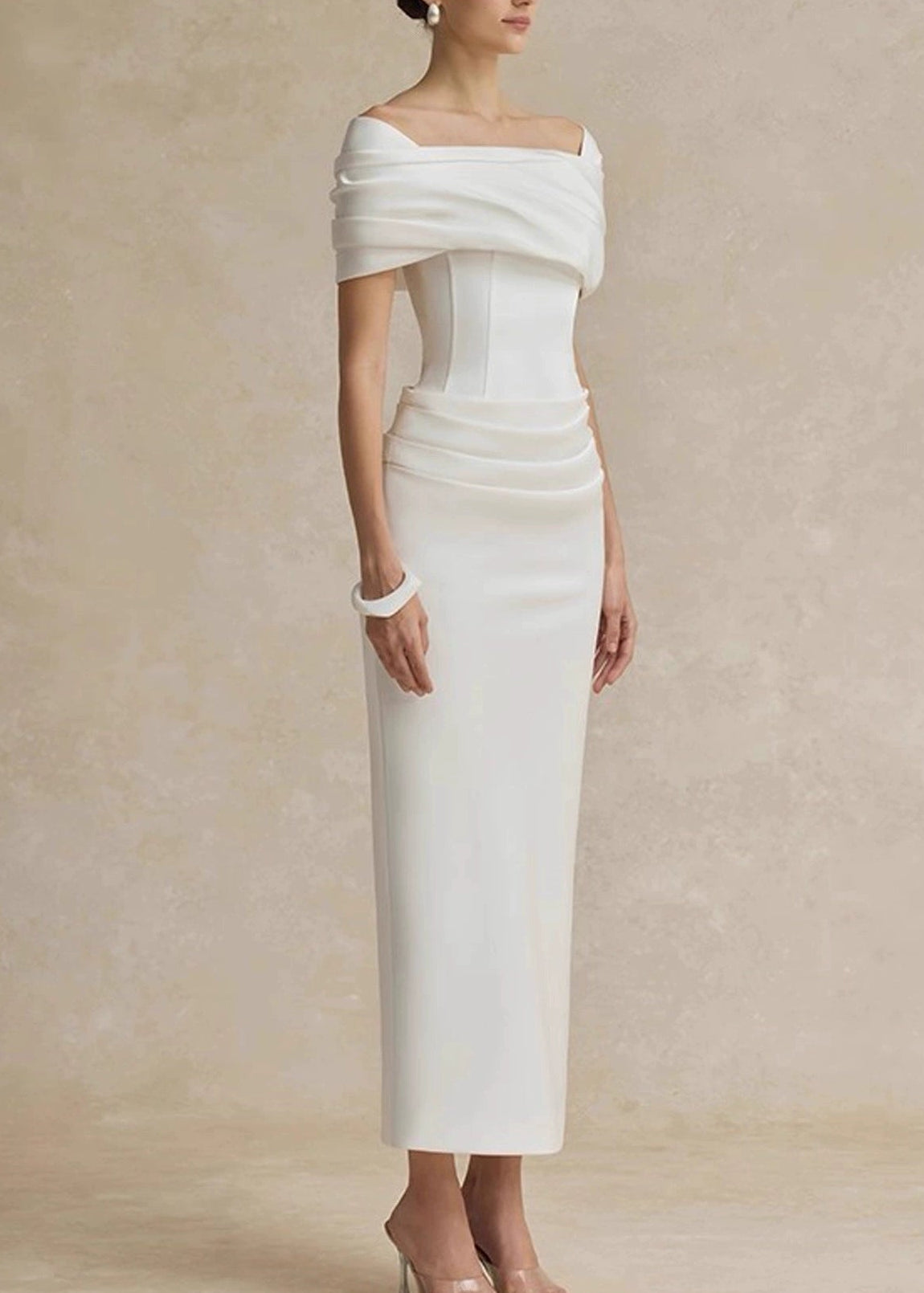 Pryndis Off Shoulder Ruch Maxi Dress