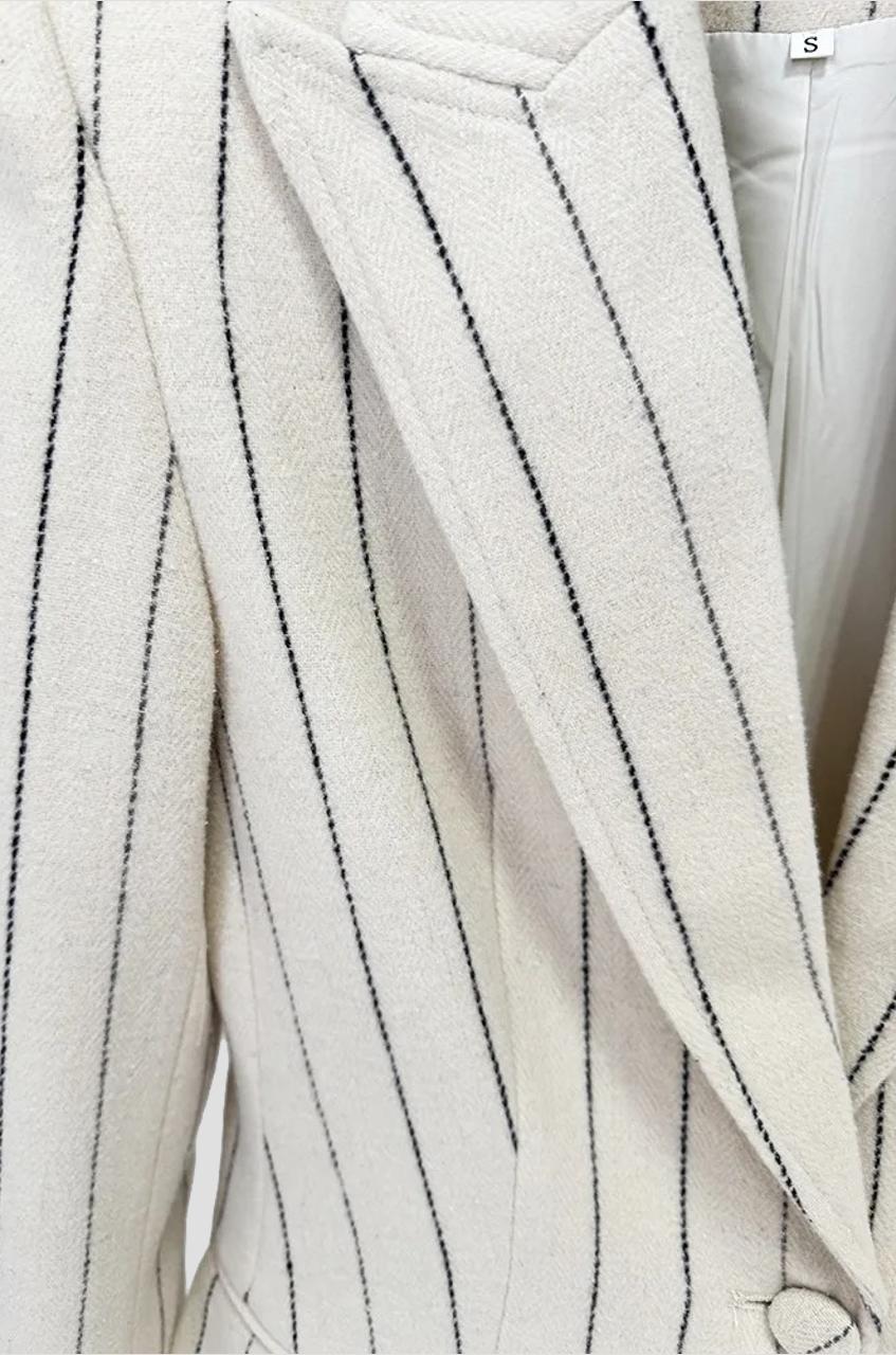 Facundus Cream Pinstripe Blazer & Pants Set