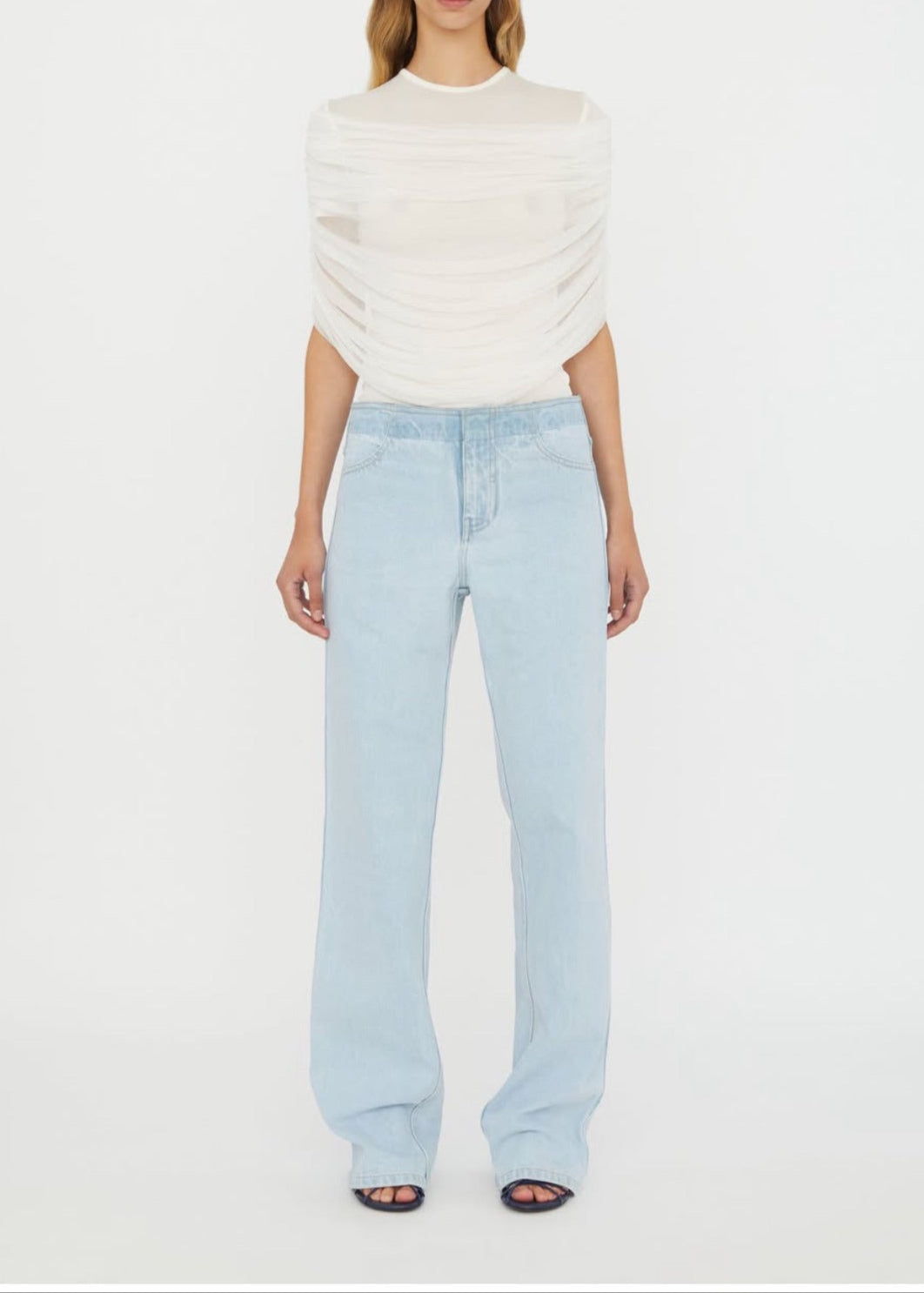 Bahija Mesh Ruch T Shirt In White