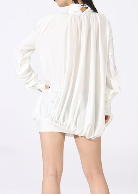 Arien Flower Cutout Mesh Ruch Mini Dress In White