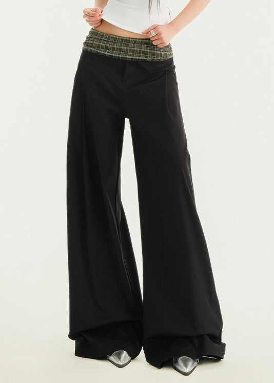 Dafna Grid Wide Leg Pants In Black